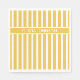 夏の黄色のカスストライプのタマイズ可能な名前 スタンダードランチョンナプキン