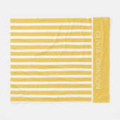 夏の黄色のカスストライプのタマイズ可能な名前 フリースブランケット (正面(横))