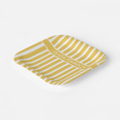 夏の黄色のカスストライプのタマイズ可能な名前 ペーパープレート (傾斜あり)