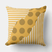 夏の黄色の幾何学的な層ストライプ付きとドット クッション (正面)