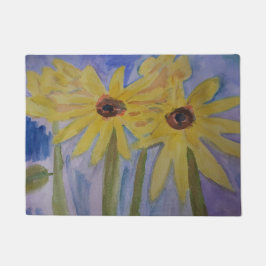 夏の黄色ひまわりドアマット ドアマット