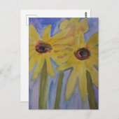 夏の黄色ひまわり葉書 ポストカード (正面/裏面)