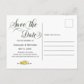 夏の黄色結婚のフローラの写真は日付を保存 案内ポストカード (裏面)