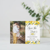 夏の黄色結婚のフローラの写真は日付を保存 案内ポストカード (スタンド正面)