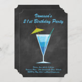 夏の黒板 21歳の誕生日パーティー招待状 招待状 (正面/裏面)