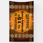 夏の15th誕生日パーティバパーソナライズされたナー 横断幕 (縦)