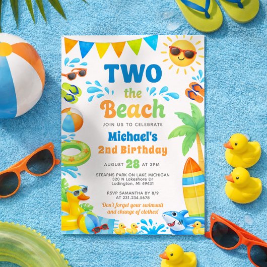 夏の2歳の誕生日招待状 - Two the Beach 招待状