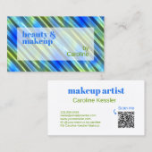 夏のAzureブルーライムグリーンストライプアートパターン 名刺 (正面/裏面)