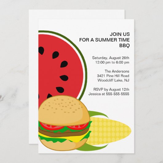 夏のBBQ招待状 招待状 (正面/裏面)