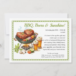夏のBBQ&ビールパーティーの招待状 - 裏庭での料理 招待状