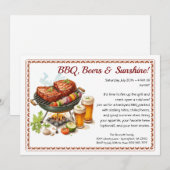 夏のBBQ&ビールパーティーの招待状 - 裏庭での料理 招待状 (正面/裏面)