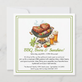 夏のBBQ&ビールパーティーの招待状 - 裏庭の料理 シーズンカード