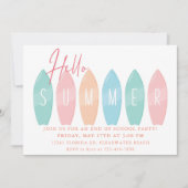 夏のParty 学校の年終いのパーティー お祝い 招待状 (正面)