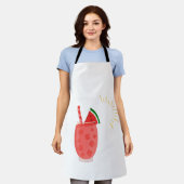 夏のTシャツ、フレッシュジュースデザイン エプロン (着用した状態)