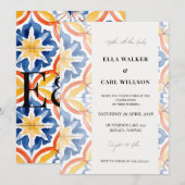 夏はっきりしたオレンジ色モロッコタ結婚イル 招待状 (正面/裏面)