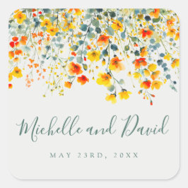 夏はっきりした水色フローラ結婚ズ スクエアシール