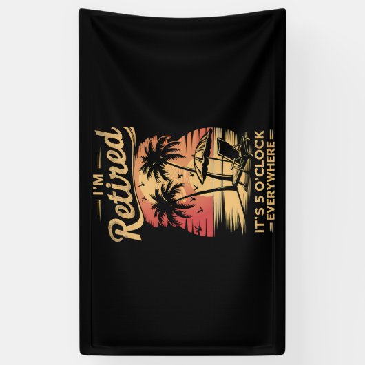 夏はどこでも5時だ退職した 横断幕 (縦)