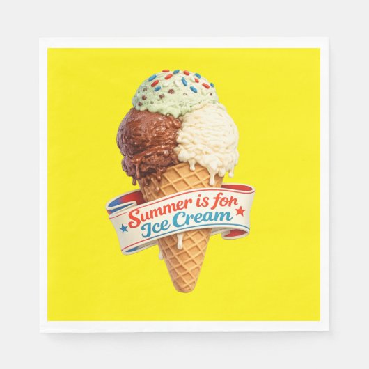 夏はアイスクリーム スタンダードランチョンナプキン (正面)