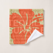 夏はカクテルおよびハイビスカス-オレンジ--を言い表わします バスタオルセット (ウォッシュタオル)