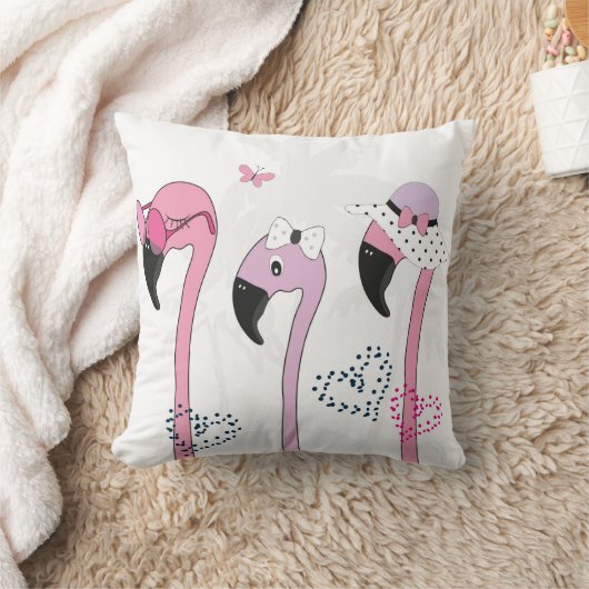 夏はサングラスと帽子をかぶるフラミンゴ。切り取り クッション (ブランケット)