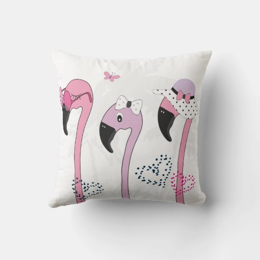 夏はサングラスと帽子をかぶるフラミンゴ。切り取り クッション (裏面)