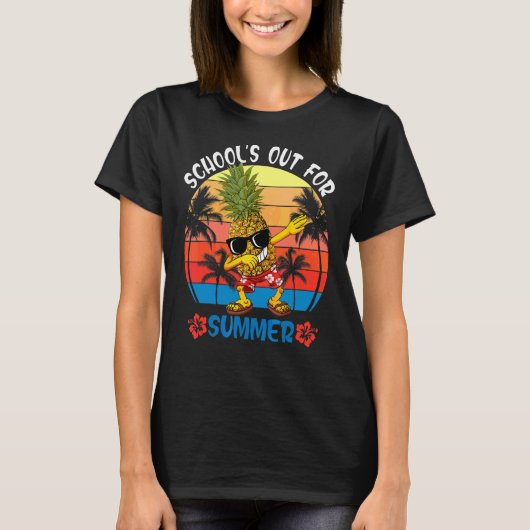 夏はサングラスのパイナップルの教え学校 Tシャツ (正面)