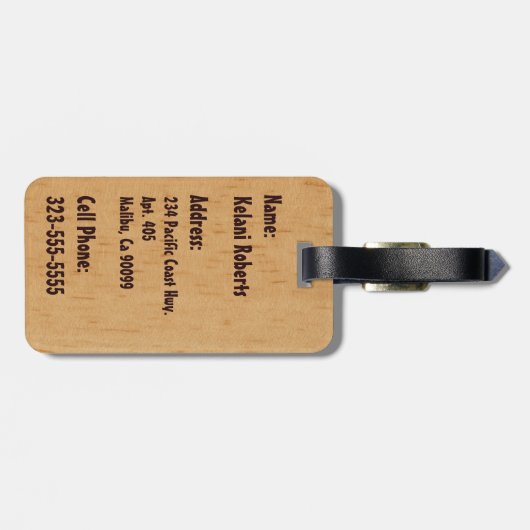 夏はハワイのフェイクな木製の荷物のラベルを言い表わします ラゲッジタグ (裏面横)