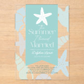 夏はヒトデ結婚したブライダルシャワー アクリル招待状 (正面)