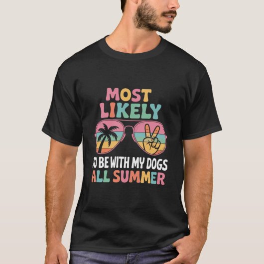 夏は犬とずっと一緒にいてね 先生 Tシャツ (正面)