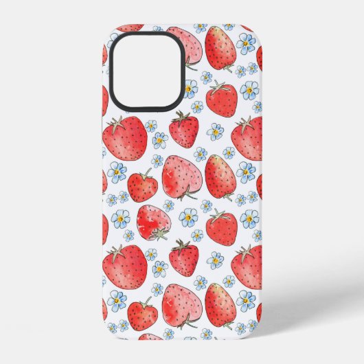 夏は生き生きと輝くイチゴの柄。ウォーター iPhoneケース (裏面)
