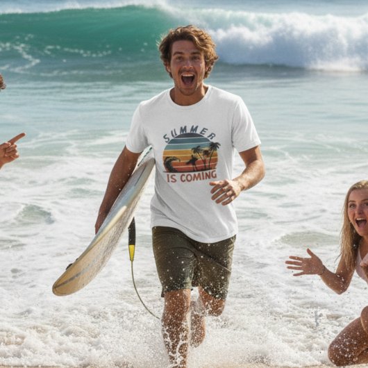 夏は70来年代のヴィンテージのストライプヤシの木 Tシャツ