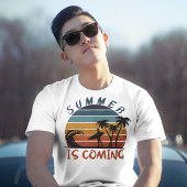 夏は70来年代のヴィンテージのストライプヤシの木 Tシャツ