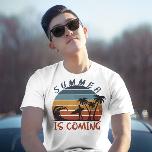 夏は70来年代のヴィンテージのストライプヤシの木 Tシャツ