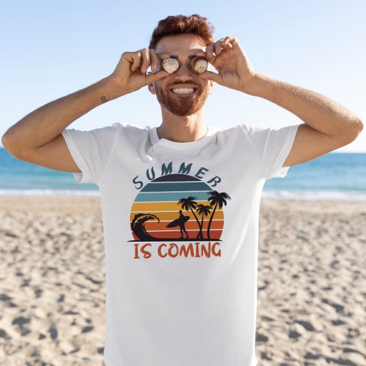 夏は70来年代のヴィンテージのストライプヤシの木 Tシャツ