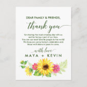 夏ひまわりサンフラワーありがとう披露宴カード ポストカード (正面)