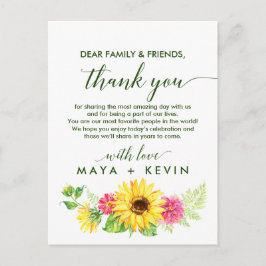 夏ひまわりサンフラワーありがとう披露宴カード ポストカード