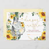 夏ひまわりゾウ緑おむつラッフル エンクロージャーカード (正面/裏面)