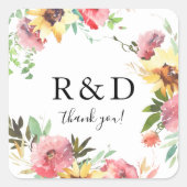 夏ひまわりフローラモノグラム スクエアシール (正面)