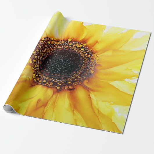 夏ひまわり抽象芸術包装紙シート ラッピングペーパー (アンロールド)