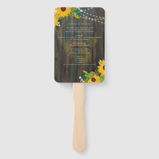 夏ひまわり素朴の木結婚の花 ハンドファン (裏面)