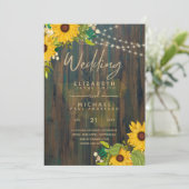 夏ひまわり素朴の木結婚の花 招待状 (スタンド正面)