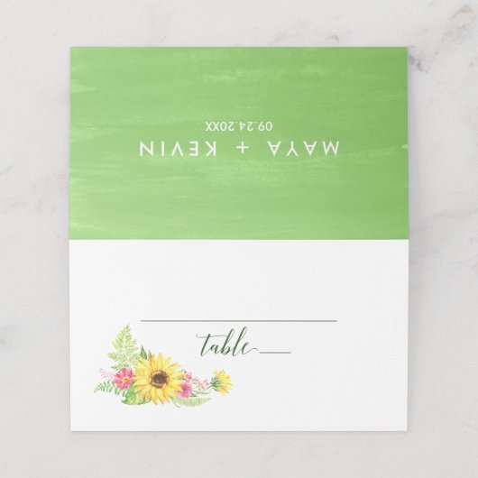 夏ひまわり結婚の花 プレイスカード (外部開封)