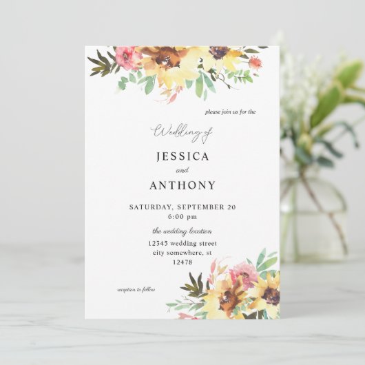 夏ひまわり結婚フローラ 招待状 (スタンド正面)