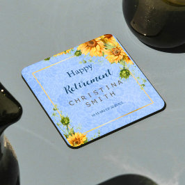 夏ひまクールわり水色退職パーティー スクエアペーパーコースター