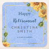 夏ひまクールわり水色退職パーティー スクエアペーパーコースター (正面)
