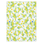 夏らしい青と黄色のレモンの花柄 テーブルクロス (正面)