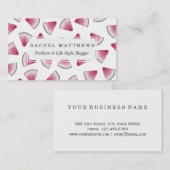 夏らしでかわいい水彩画のスイカはパターンをスライスします 名刺 (正面/裏面)