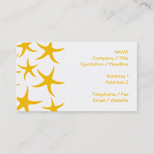 夏らしな黄色がかオレンジヒトデパターン 名刺 (正面)