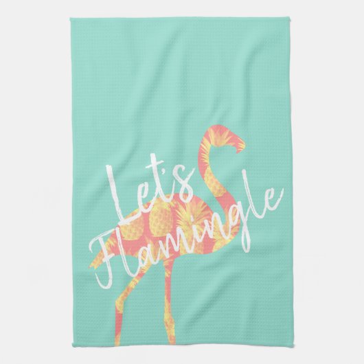夏らしFlamingleのパイナップルフラミンゴは キッチンタオル (縦)