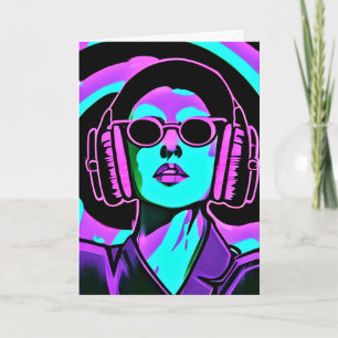 夏をおもしろいする AI Art クール Girl in Headphones   AI Art G カード